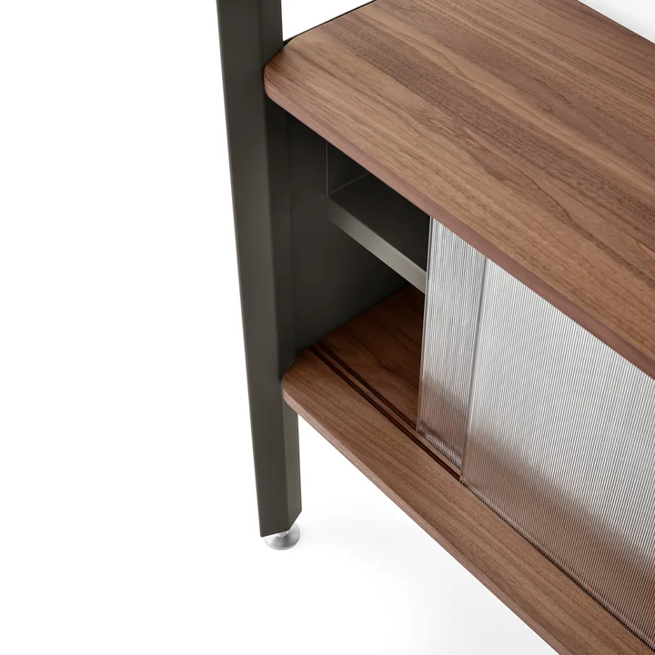 & Tradition - Rombe IF3 shelf with cupboard unit, walnut veneer / anthracite / shelves anthracite