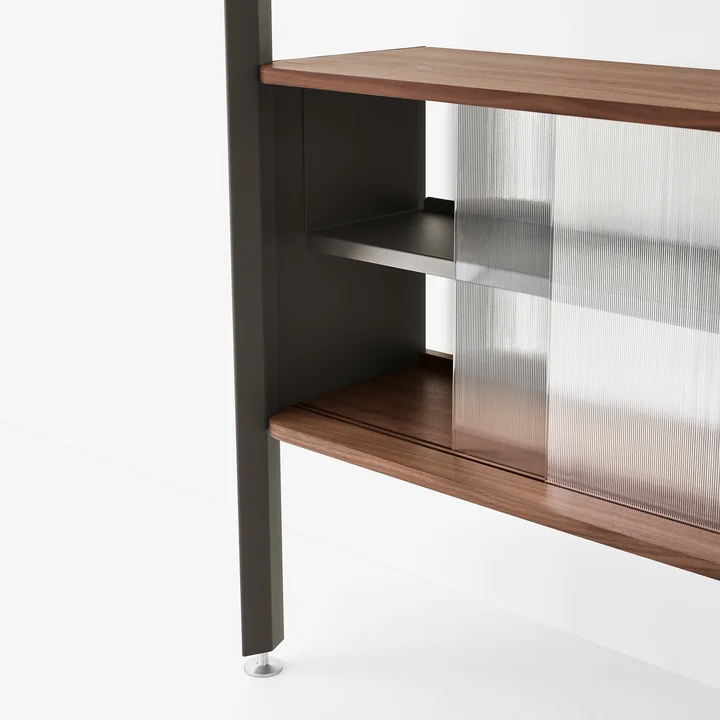 & Tradition - Rombe IF3 Shelf with cupboard unit, walnut veneer / anthracite / shelves walnut veneer