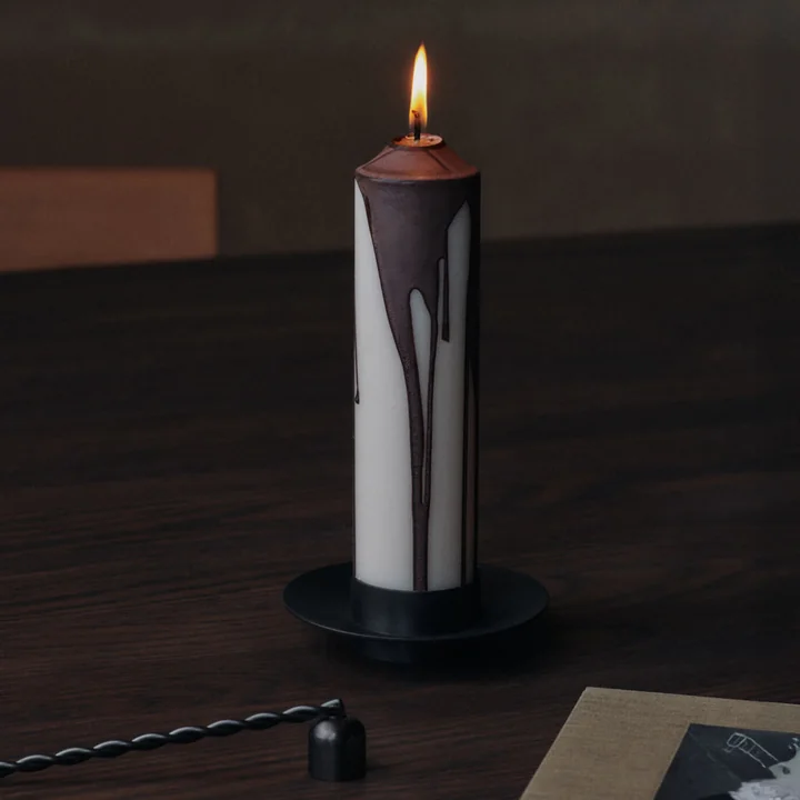 Ferm Living - Dryp Block candle, H 20 cm, dark chocolate / white
