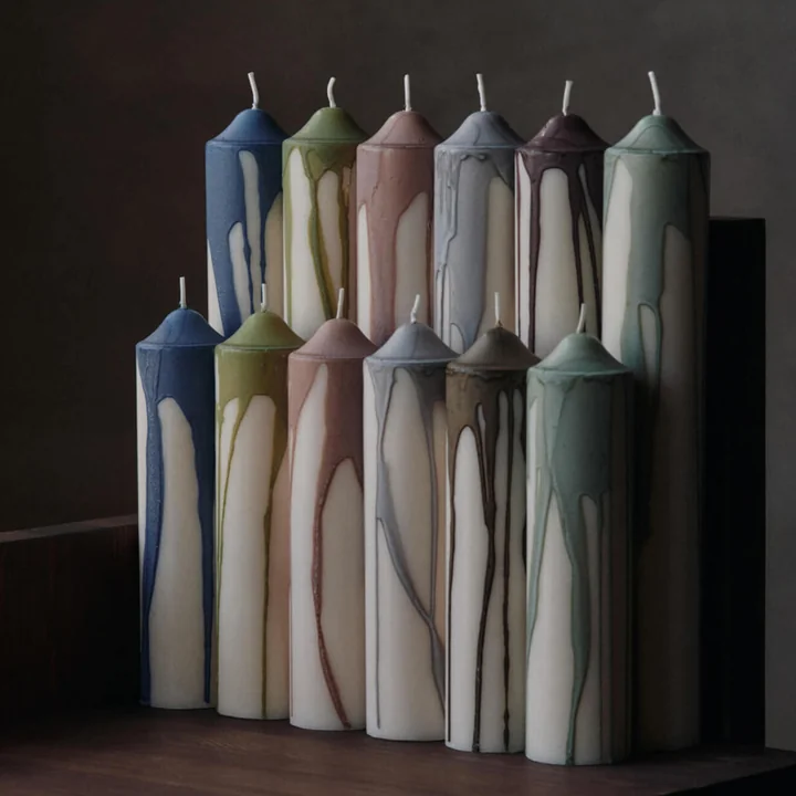 Ferm Living - Dryp Block candle, H 20 cm, warm gray / white