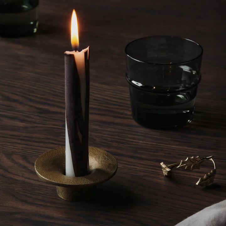 Ferm Living - Soothe candle holder, Dryp stick candle, Holly Leaf napkin ring, Boya drinking glass
