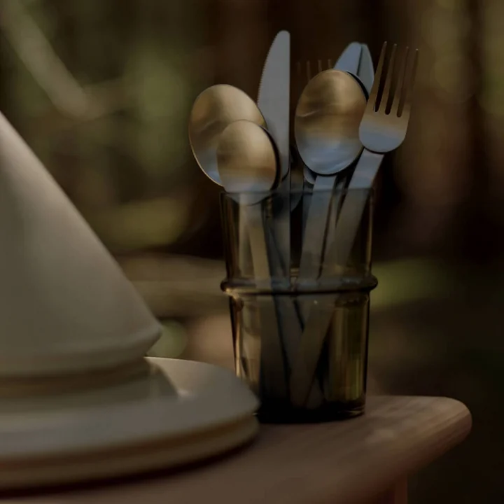 Ferm Living - Stelo cutlery set, brushed stainless steel (4-piece)