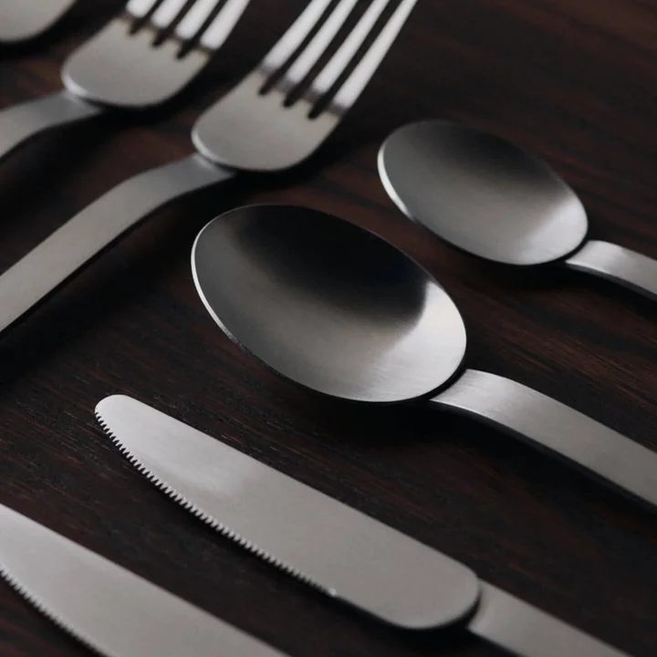 Ferm Living - Stelo cutlery set, brushed stainless steel (4-piece)