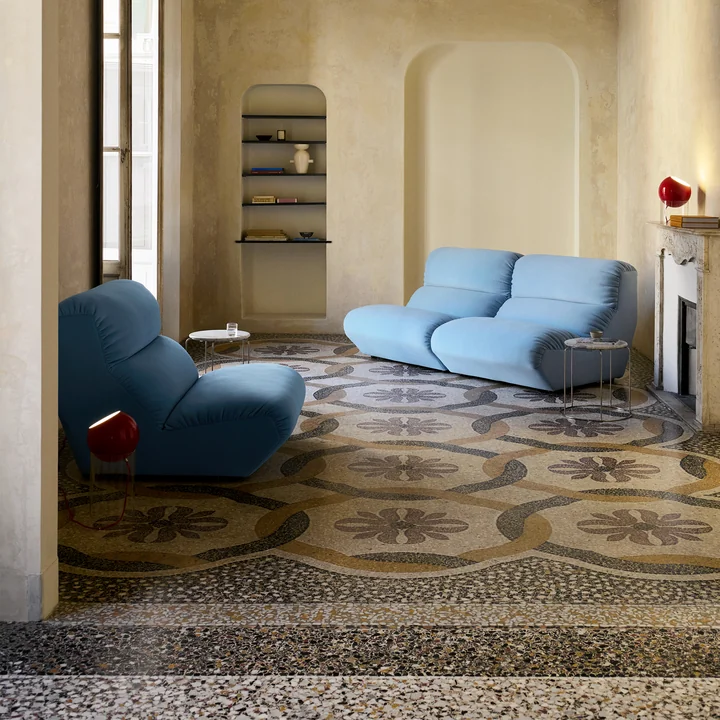 & Tradition - Hi Lo AV54 single module, armchair and 2-seater sofa, blue (fabric Kvadrat Gentle 0733)