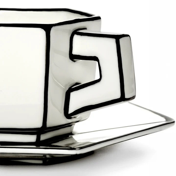 Serax - Carte Blanche Espresso cup with saucer, white / black