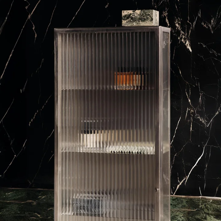 Ferm Living - Haze Wall cabinet, 35 x 100 cm, glass / stainless steel