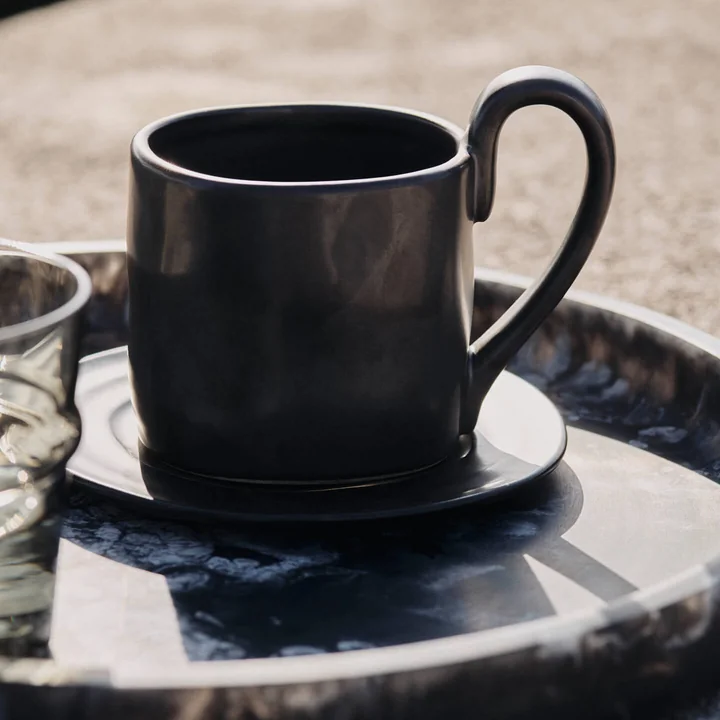 Ferm Living - Flow cup with saucer, black