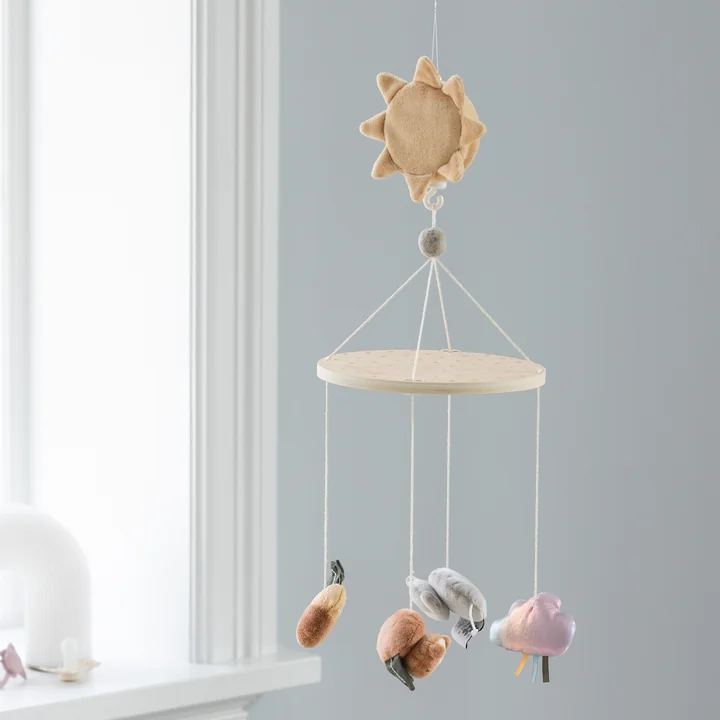 Sebra - Music & Mirror mobile Woodland, multicolored