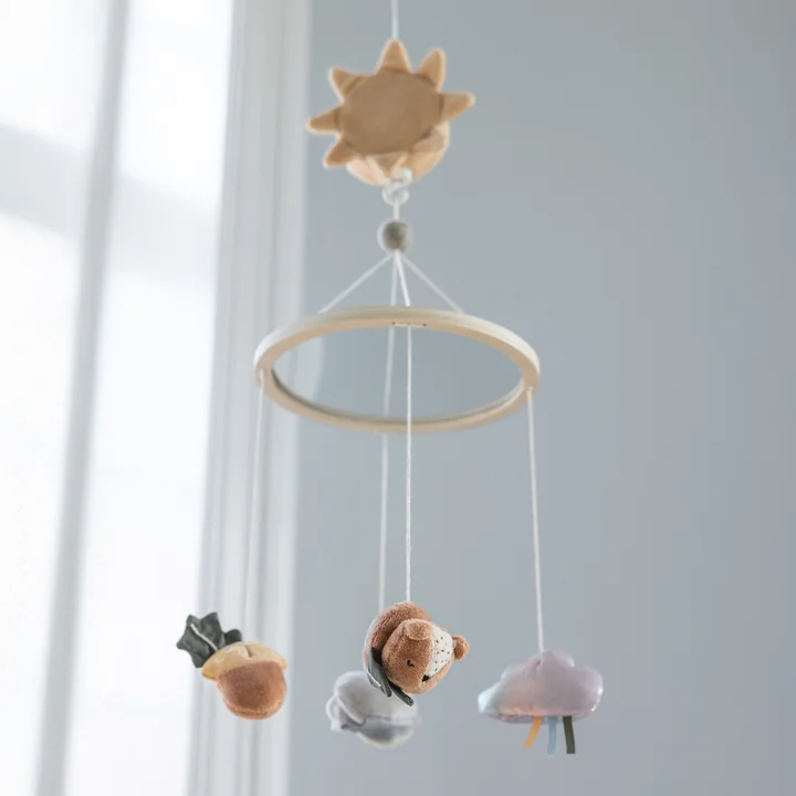 Sebra - Music & Mirror mobile Woodland, multicolored