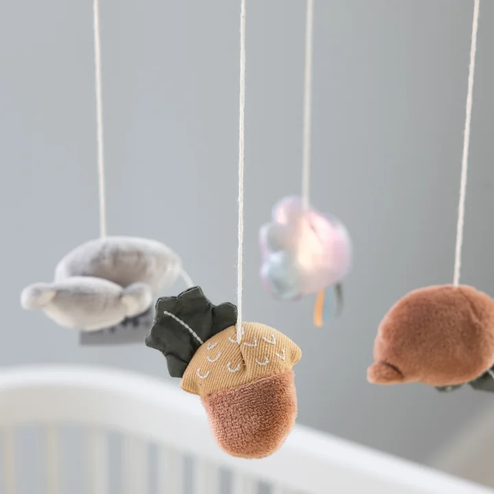 Sebra - Music & Mirror mobile Woodland, multicolored