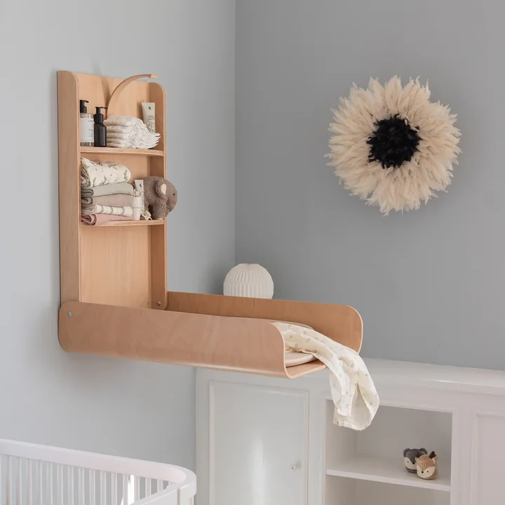 Sebra - Wall-mounted changing table, beech