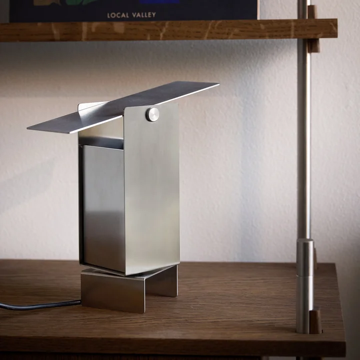 Moebe - Pivoting table lamp, stainless steel
