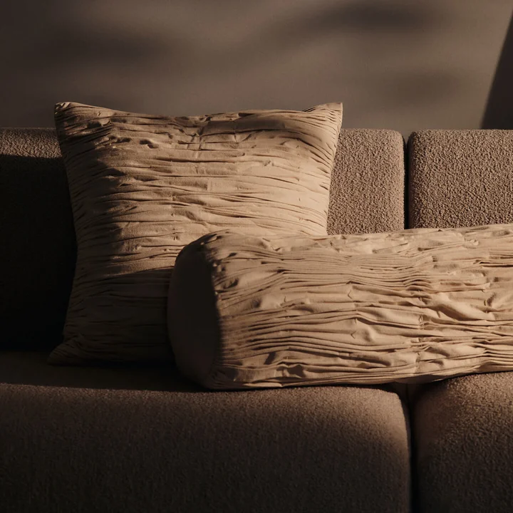 Ferm Living - Falda Smocked cushion and bolster, natural