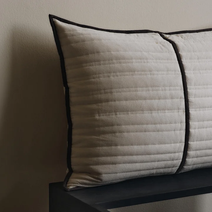 Ferm Living - Vari Cushion, quilted, 60 x 80 cm, natural / dark chocolate