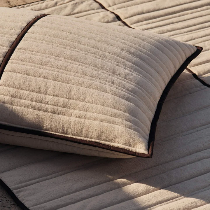 Ferm Living - Vari Cushion, quilted, 60 x 80 cm, natural / dark chocolate