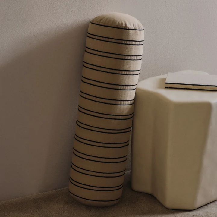 Ferm Living - Twill bolster, 60 cm, cashmere / black