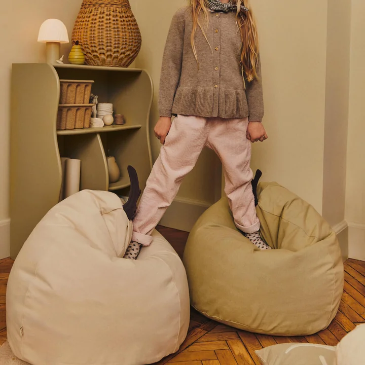 Ferm Living - Pear beanbag, 55 x 85 cm, natural and elm green