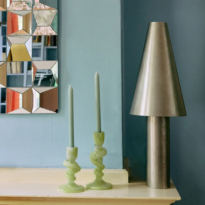 HKliving - Knotted Candle holder, green