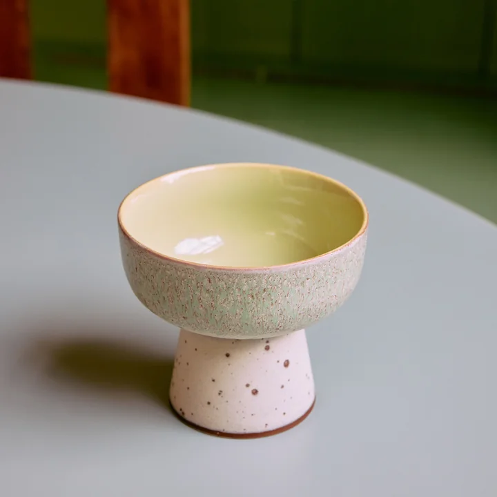 HKliving - 70's Tapas bowl with foot, Ø 12.5 cm, slush