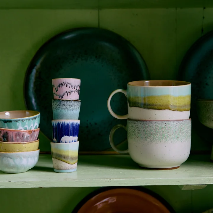 HKliving - 70's Tea cup, 425 ml, neo (set of 2)