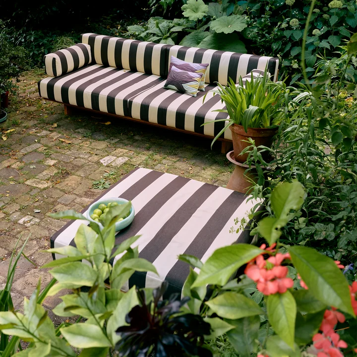 HKliving - Outdoor stool, teak / stracciatella