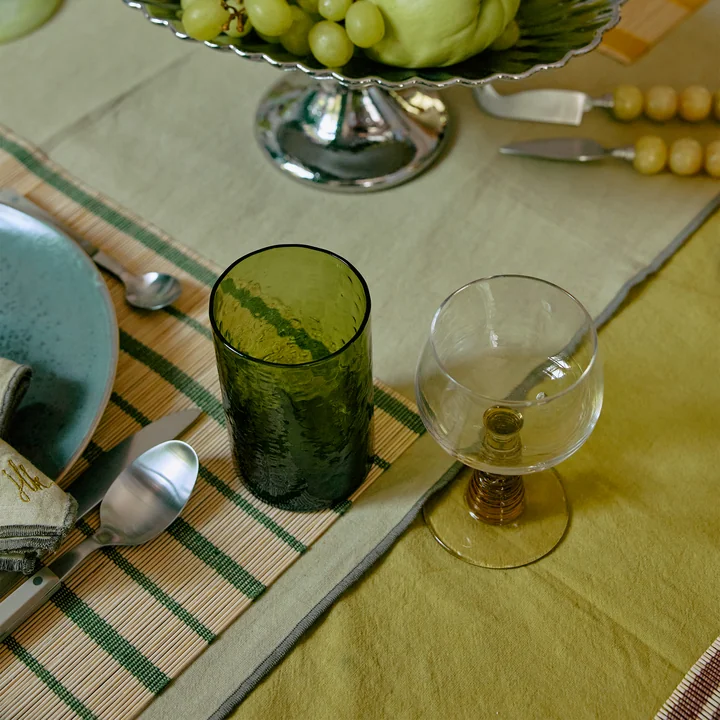 HKliving - Tube Drinking glass, H 12 cm / 400 ml, olive