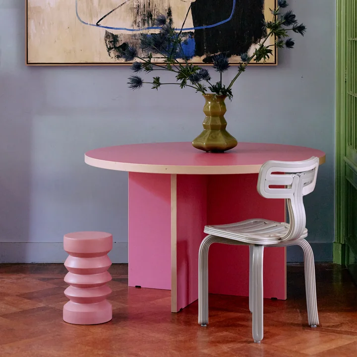 HKliving - Dining table, Ø 130 cm, raspberry