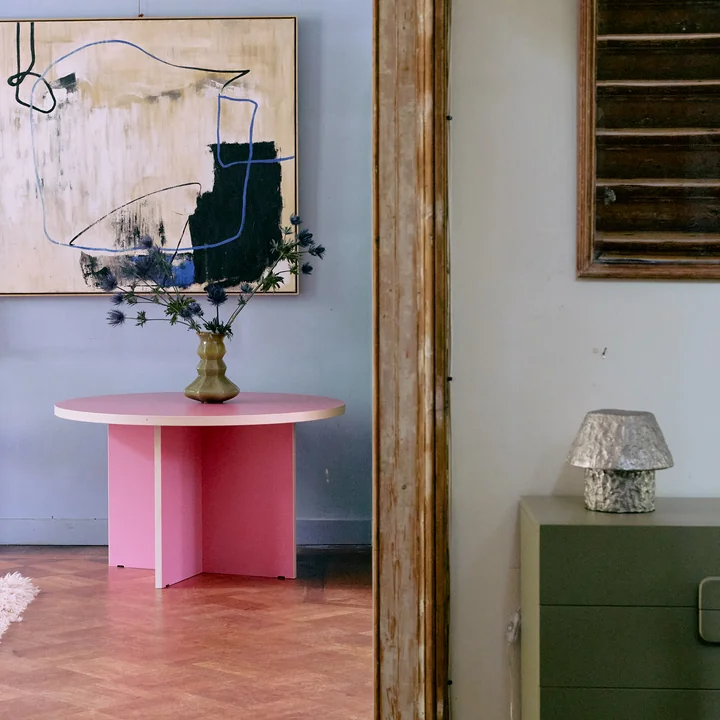 HKliving - Dining table, Ø 130 cm, raspberry