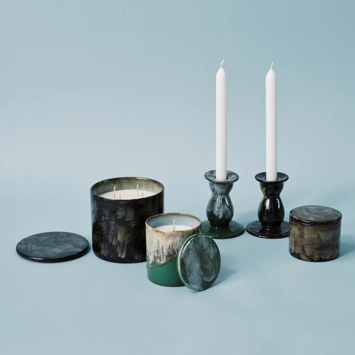 Serax - Terres de rêves Candle holder, h 10.5 cm, green and dark blue