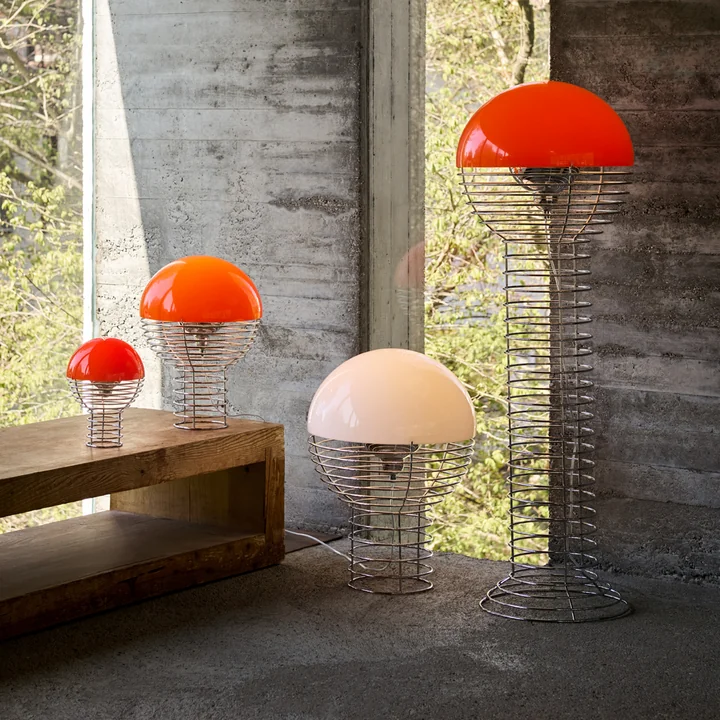 Verpan - Wire LED lights, chrome / white, orange and red