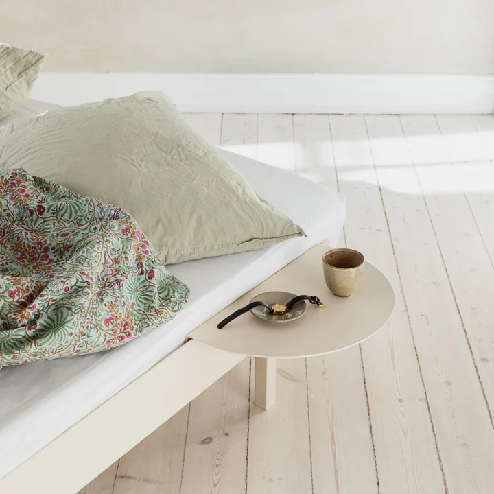 Moebe - Bed with bedside table, sand