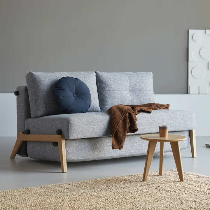 Innovation Living - Cubed 140 Sofa bed, 148 x 98 cm, oak / light gray (565 Twist Granite )