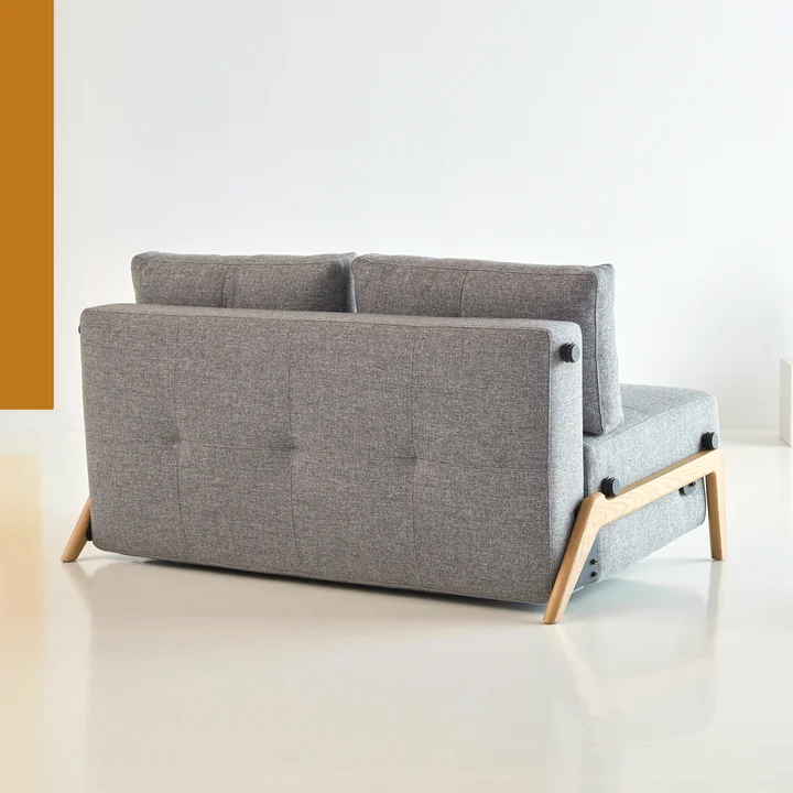 Innovation Living - Cubed 140 Sofa bed, 148 x 98 cm, oak / light gray (565 Twist Granite )