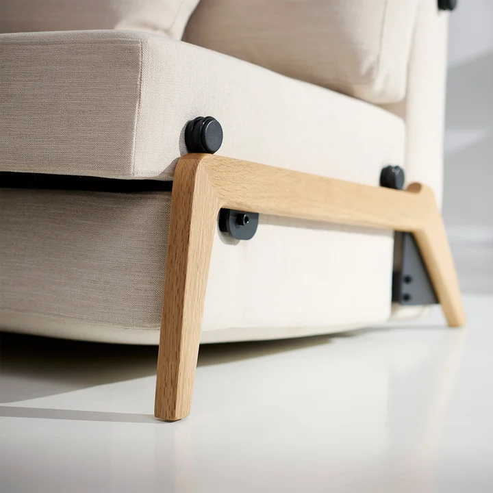 Innovation Living - Cubed 140 Sofa bed, 148 x 98 cm, oak / sand (612 Blida Sand Grey)