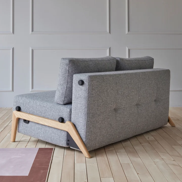 Innovation Living - Cubed 160 Sofa bed, 168 x 98 cm, oak / light gray (565 Twist Granite )