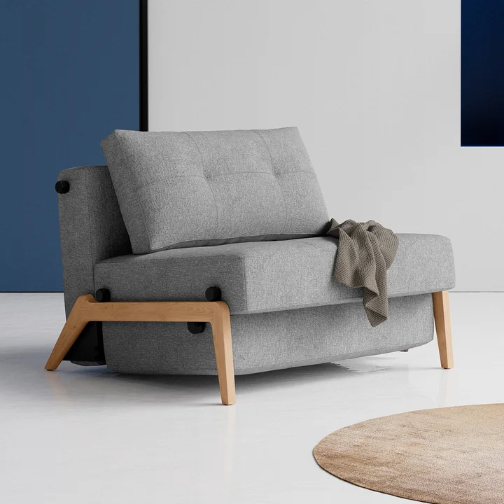 Innovation Living - Cubed 90 Armchair, oak / light gray (565 Twist Granite )