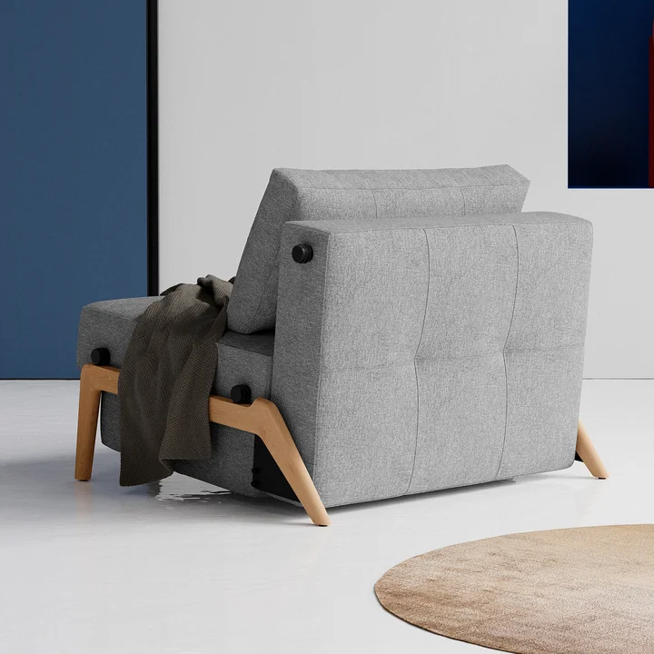 Innovation Living - Cubed 90 Armchair, oak / light gray (565 Twist Granite )