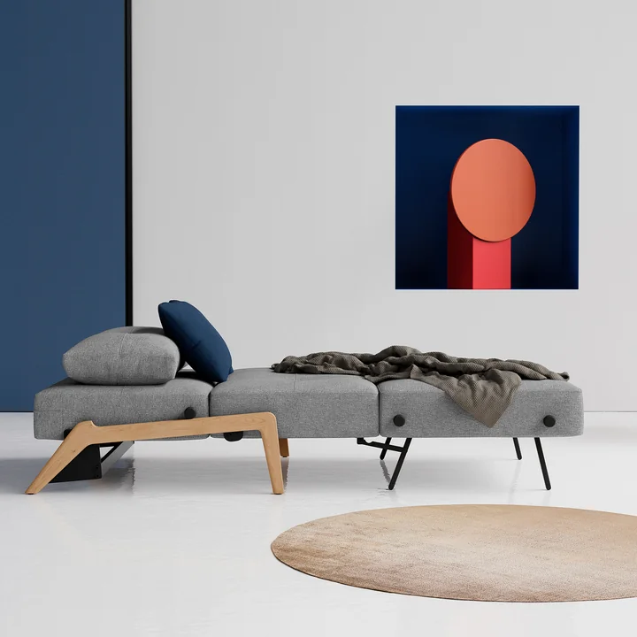 Innovation Living - Cubed 90 Armchair, oak / light gray (565 Twist Granite )