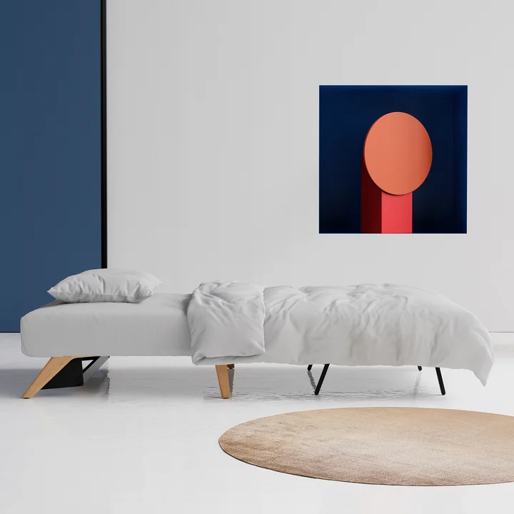 Innovation Living - Cubed 90 Armchair, oak / light gray (565 Twist Granite )