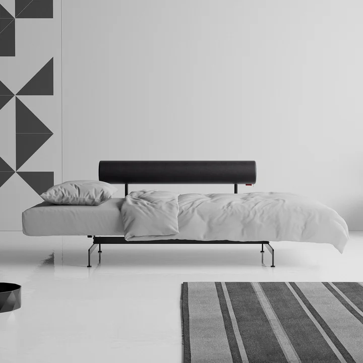 Innovation Living - Ghia Laser Sofa bed, 210 x 93 cm, black leather (Mix 550 Faunal )