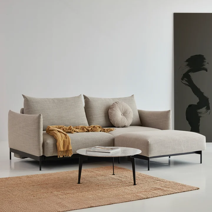 Innovation Living - Malloy Ottoman, black / natural (579 Kenya Gravel )