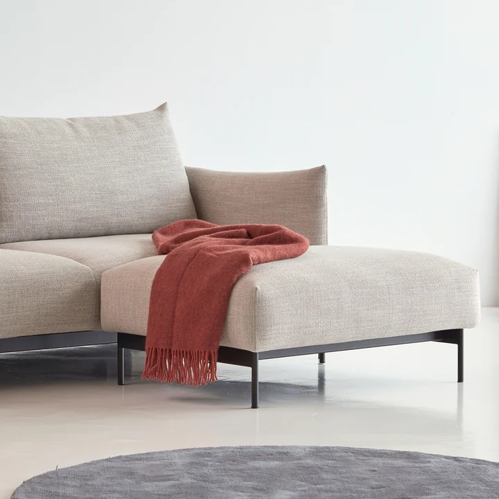 Innovation Living - Malloy Ottoman, black / natural (579 Kenya Gravel )