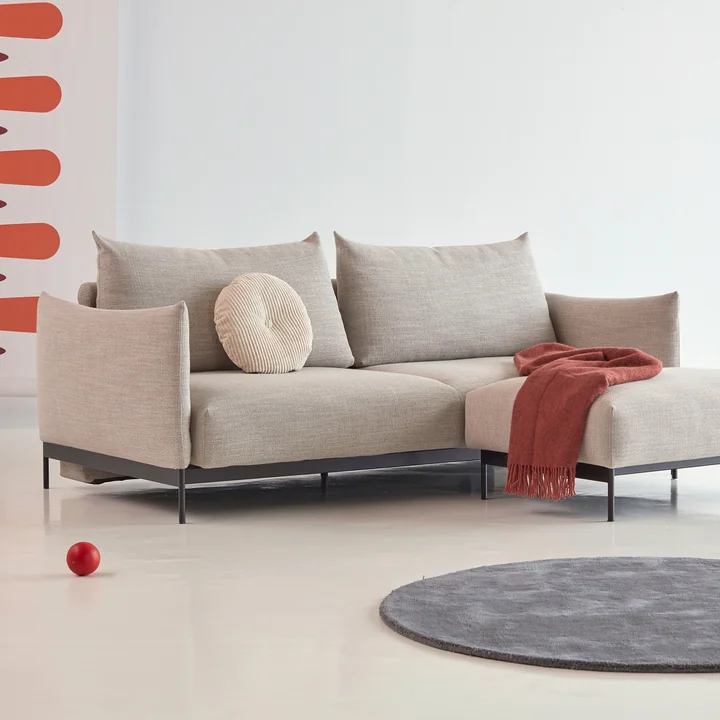 Innovation Living - Malloy sofa bed, 225 x 110 cm, natural (579 Kenya Gravel )