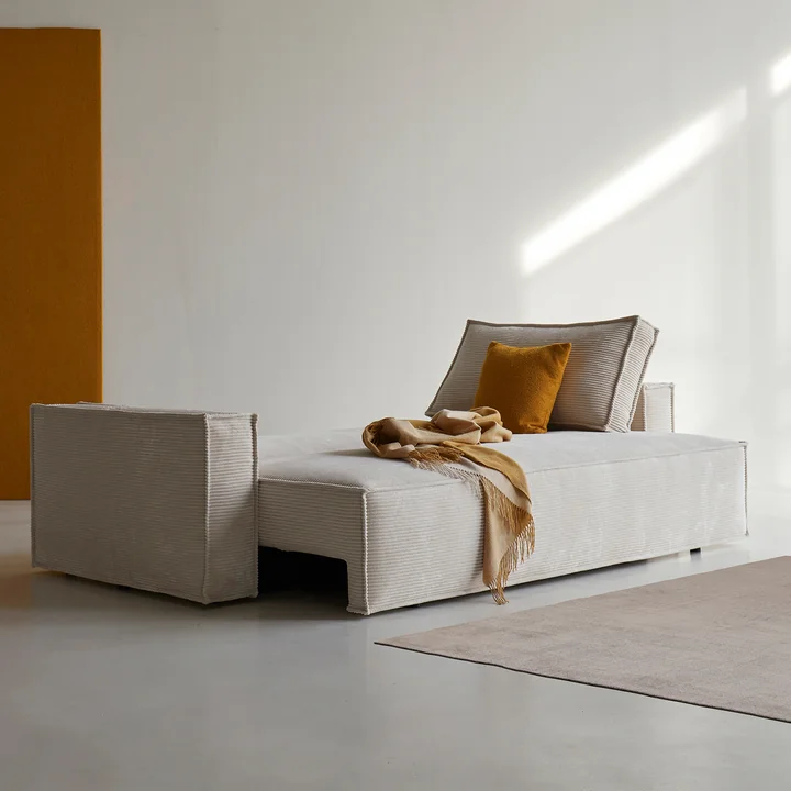 Innovation Living - Newilla sofa bed, 246 x 110 cm, ivory (595 Corduroy )
