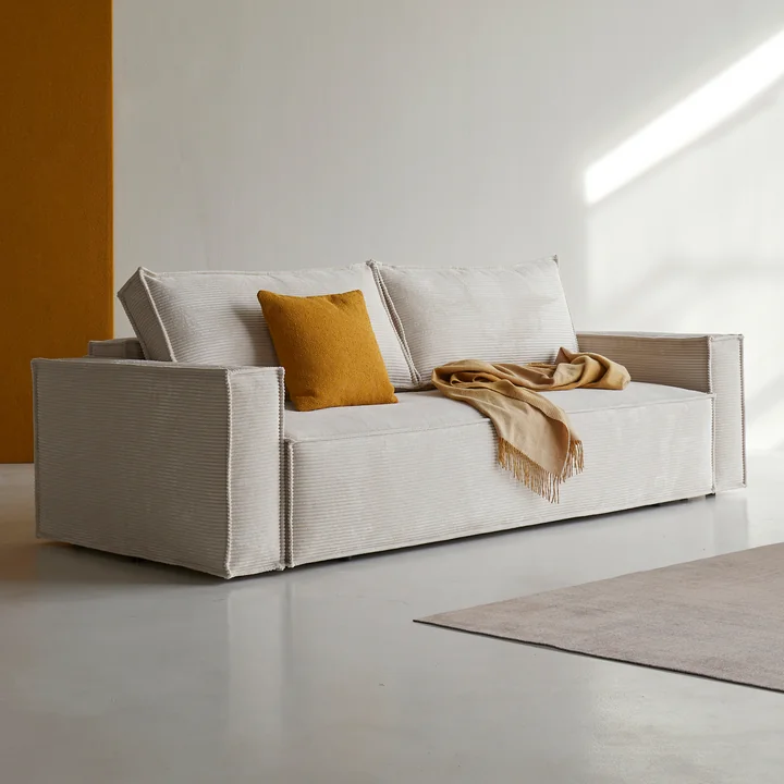 Innovation Living - Newilla sofa bed, 246 x 110 cm, ivory (595 Corduroy )