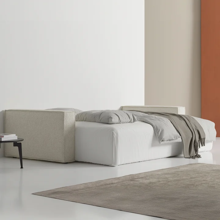 Innovation Living - Newilla sofa bed, 246 x 110 cm, ivory (595 Corduroy )