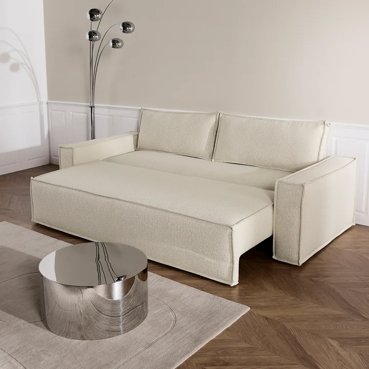 Innovation Living - Newilla sofa bed, 246 x 110 cm, ivory (595 Corduroy )