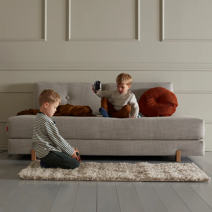 Innovation Living - Sigmund Drip Sofa bed, 200 x 84 cm, oak / natural (579 Kenya Gravel )