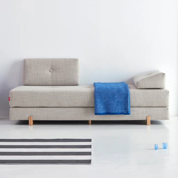 Innovation Living - Sigmund Drip Sofa bed, 200 x 84 cm, oak / natural (579 Kenya Gravel )