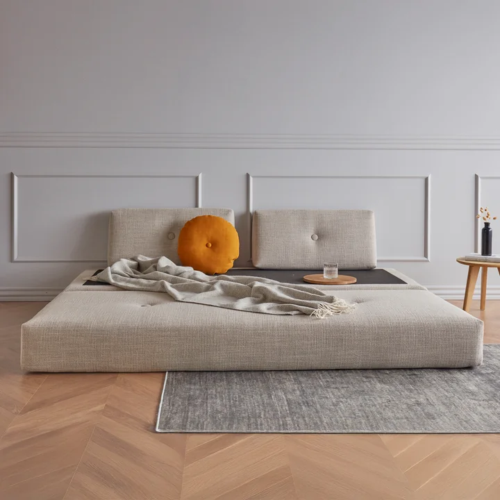 Innovation Living - Sigmund Drip Sofa bed, 200 x 84 cm, oak / natural (579 Kenya Gravel )